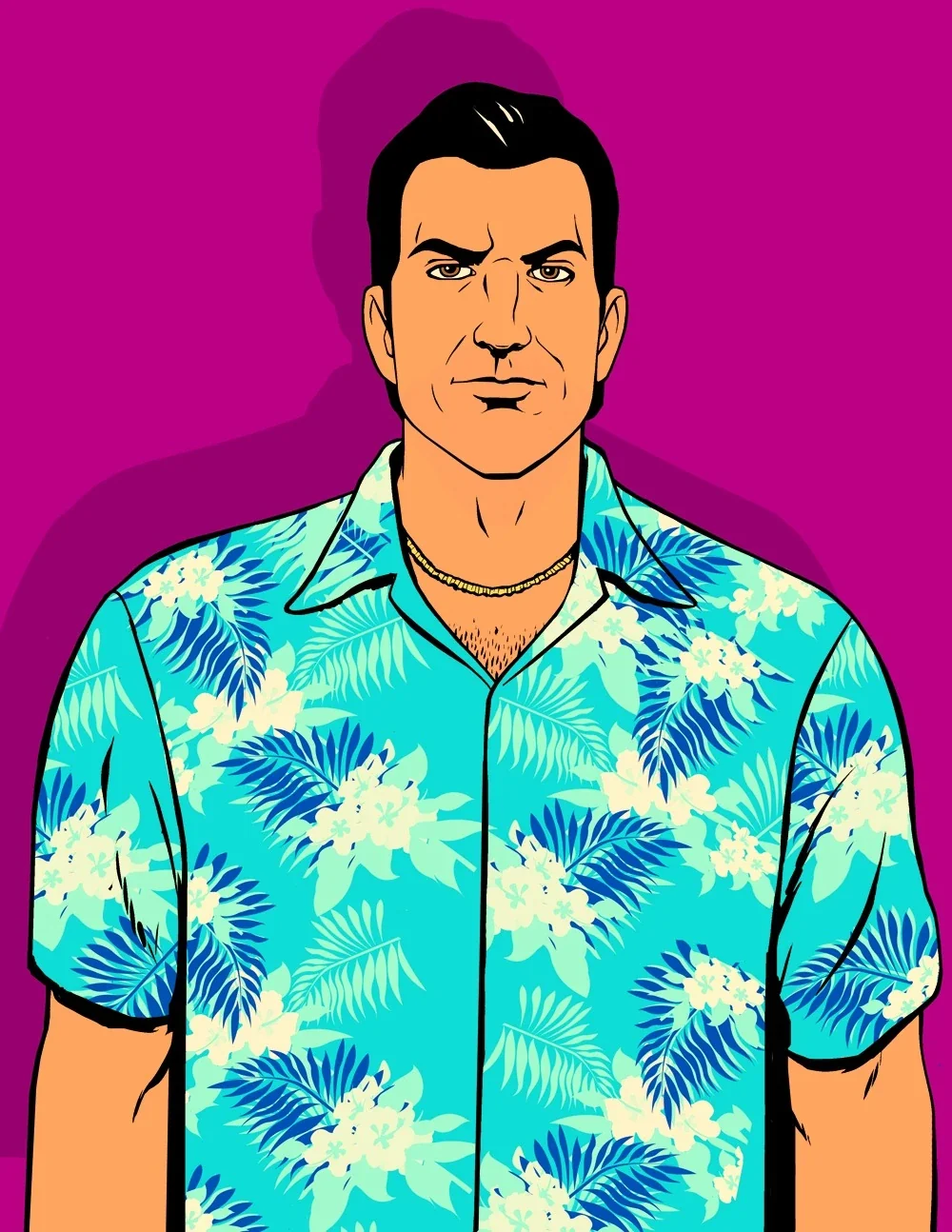 Tommy Vercetti sur Ocean Drive, Vice City (2002)