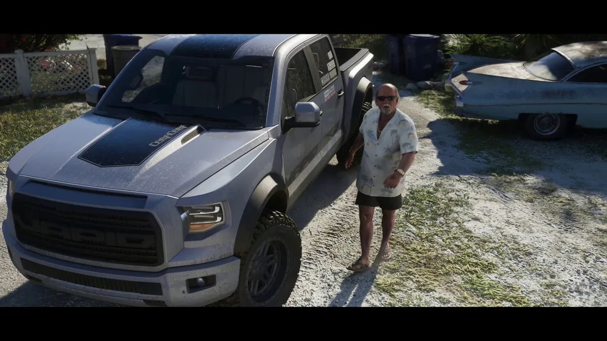 Scene from the official GTA 6 second trailer showing Vice City